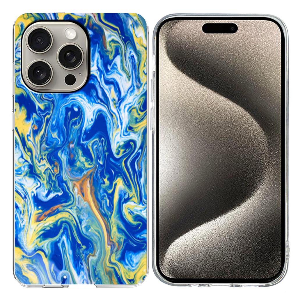 For iPhone 15 Pro Max Case Marble Pattern Printing Soft TPU Phone Cover