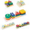 Wooden Geometric Shape Sorting Stacking Early Education Toy For Toddlers Color Recognition And Cognitive Development