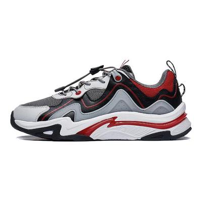 Li Ning Zapatillas Casuales Suaves Ligeras de Rebote con Absorción de Impactos para Niños Zapatillas para Niños Negro Gris YKCT096-1
