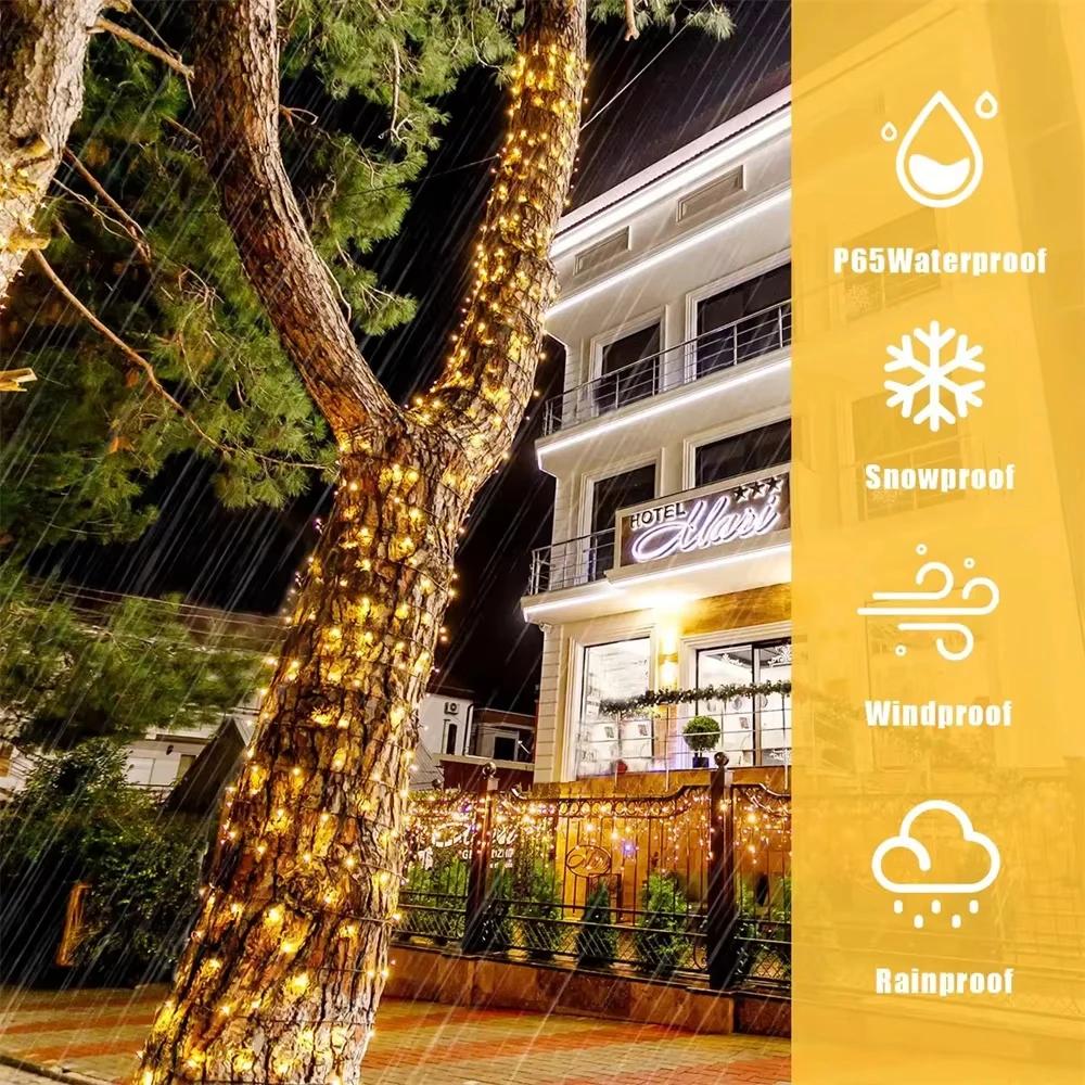 5/10M Solar LED String Lights with Remote Control 8 Modes Waterproof Fairy Garland for Outdoor Garden Wedding Party Christmas Decor