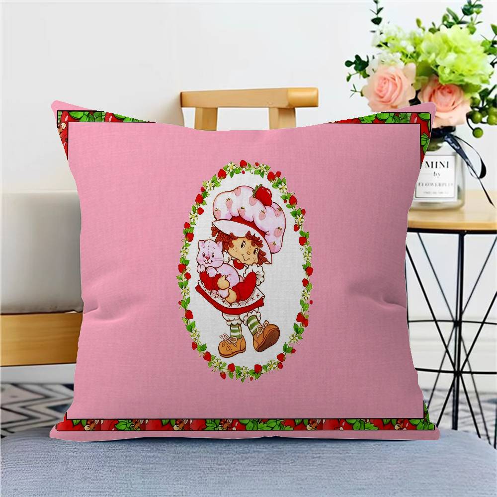 S-Strawberry Cartoon S-Shortcake Girl 45*45cm Cushion Cover Pillow Cover Decor Pillowcase Home Pillowcase For Couch Pillow