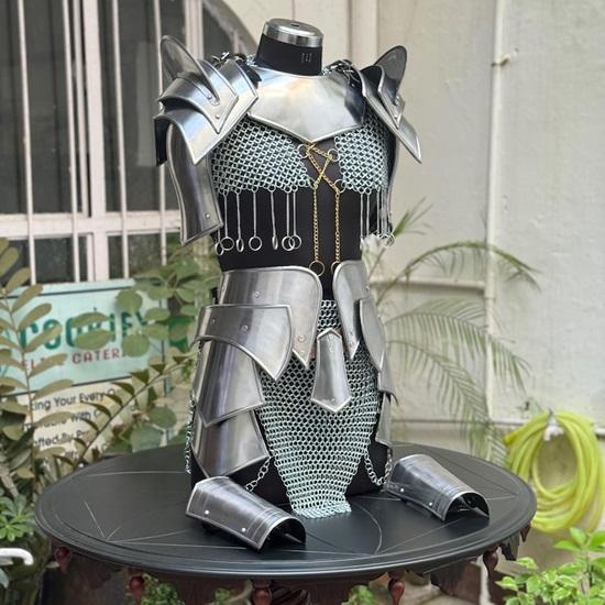 Mythic Valkyrie Warplate  Epic Silver Chain  Armor Ensemble  Fantasy Goddess LARP And Festival Gear