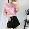 Ladies T-shirt Reflective Summer Short Sleeve Personality Tops Women Loose Shiny T Shirt EMA