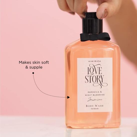 Kimirica Love Story Summer Body wash Delikatny peelingujący żel pod prysznic | Głęboko oczyszcza skórę 100% wegański i bez parabenów Night Blooming Jasmine