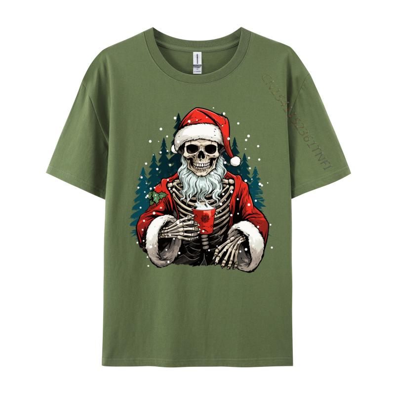 Skeleton Santa Dead Inside Santa Christmas Skull Funny T-Shirts Novelty Birthday Gifts Tees Tops Cotton Black T-Shirt