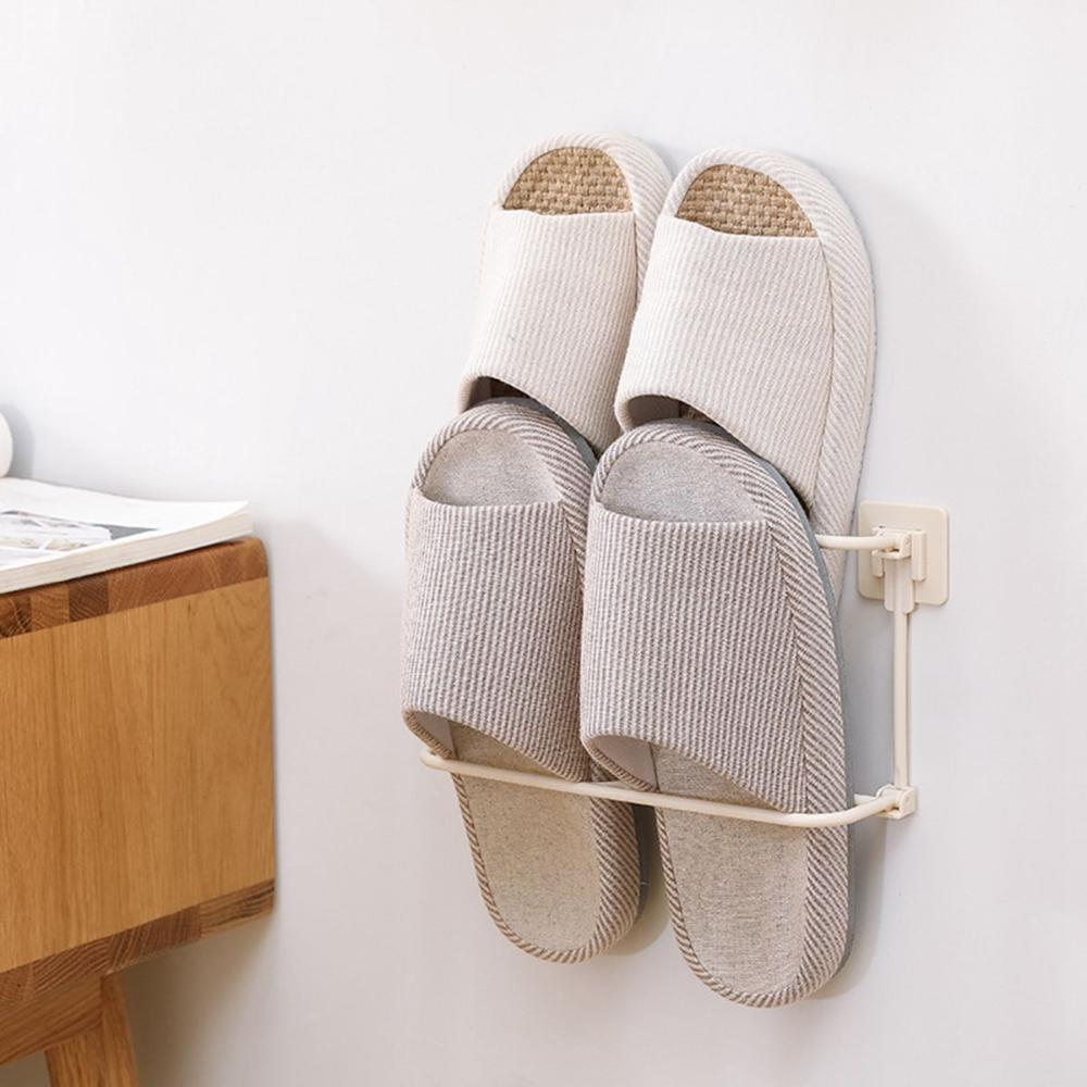 Bathroon Space-saving Hanging Foldable Wall Mount Shoes Rack Slippers Shelf Holder Shoe Stand