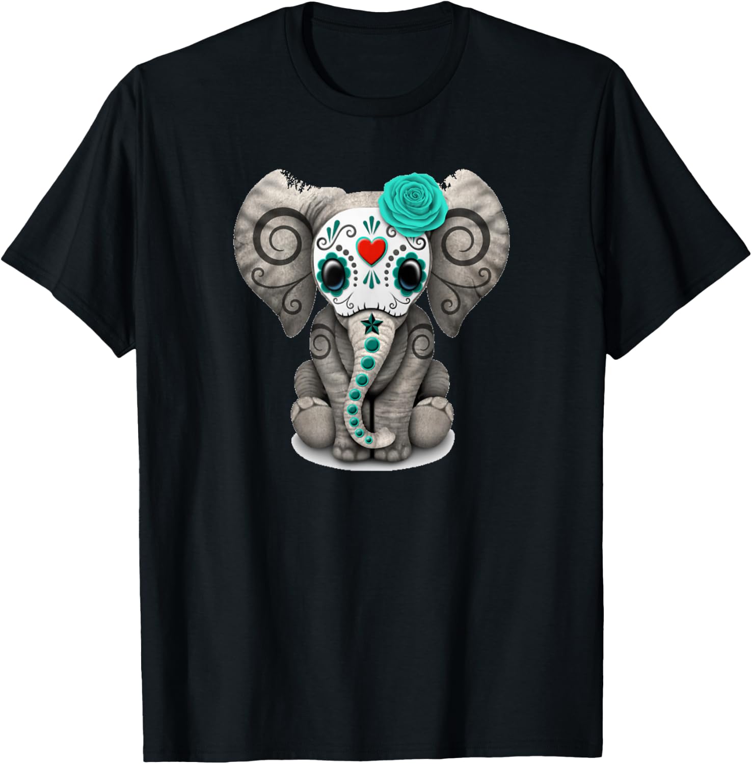 Sugar Skull Elephant Halloween Graphic T-Shirt XXL