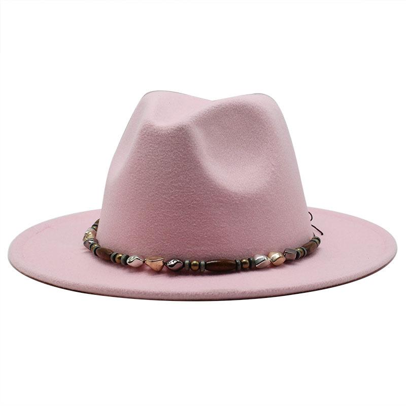 Wish Woolen Beaded Top Hat 60Cm Head Circumference Flat Eaves Big Eaves Jazz Hat