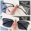 2PCS Metal Framed Black Gold Decorative Color Changing Glasses for Both Men and Women