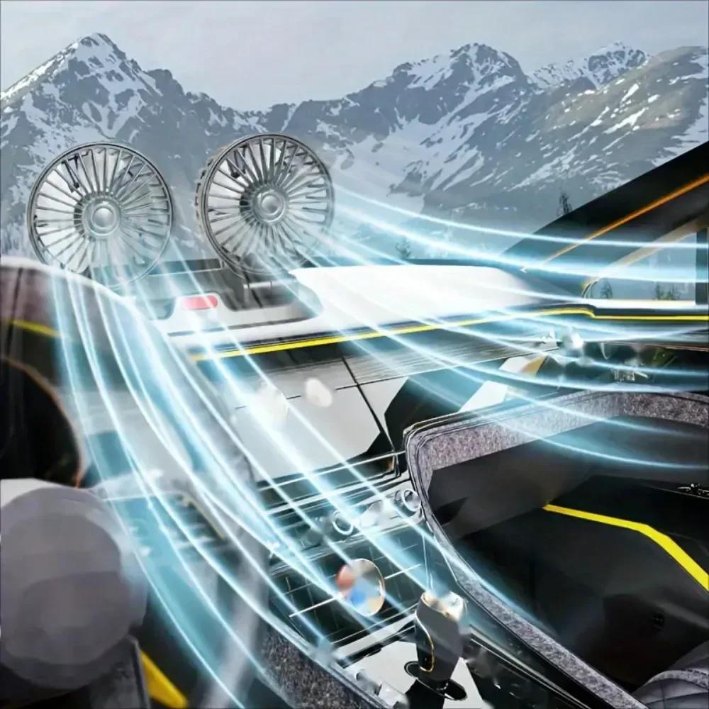 5V Dual Head USB Car Fan - 2 Speed Adjustable Car Air Cooler Wind Regulation Accessories