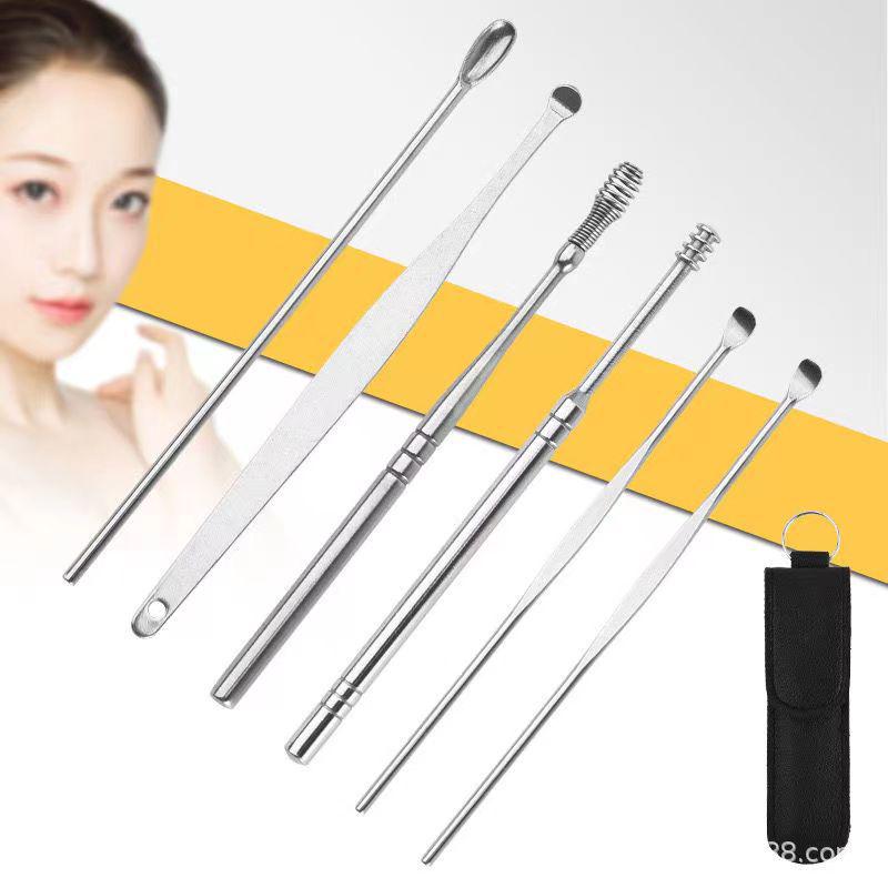 6-Piece Stainless Steel Ear Cleaning Tool Set for Adults and Children