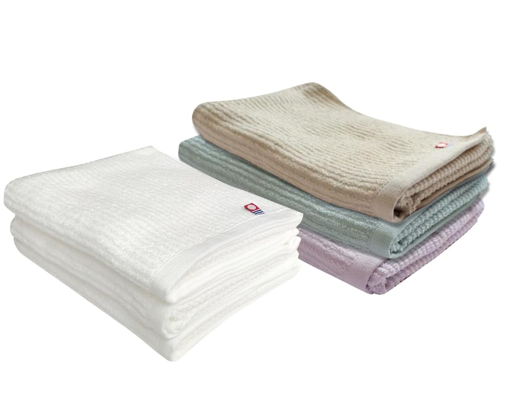 Imabari Towel Long Face Towel Set Bulk Purchase Thin Cotton Sports Towel Hair Drying Towel Smart Bath Towel Ribbed Weave Striped Pattern Stylish Cute