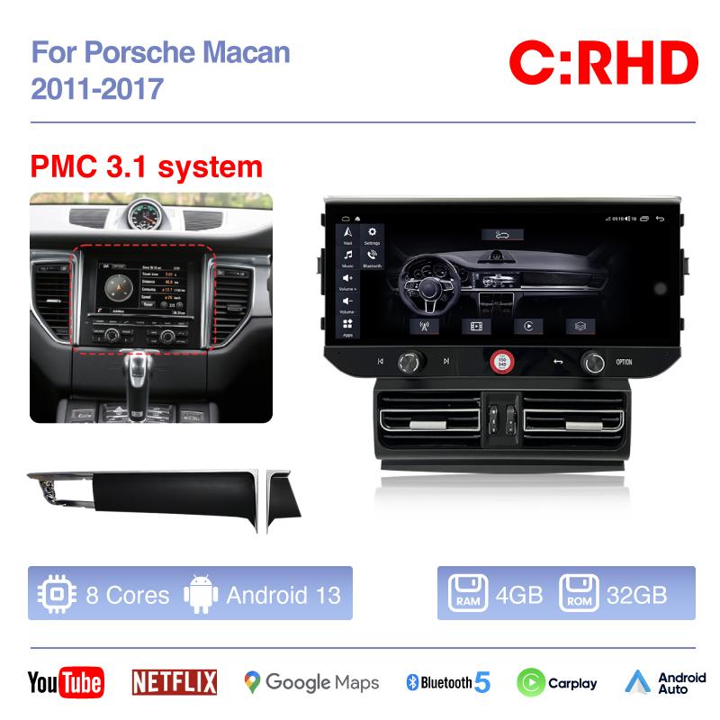 12.3" For Porsche Macan 2014-2017 Car Multimedia Video Player GPS Navigation Radio Android13 8+128G 8Core CarPlay 4G 360Camera