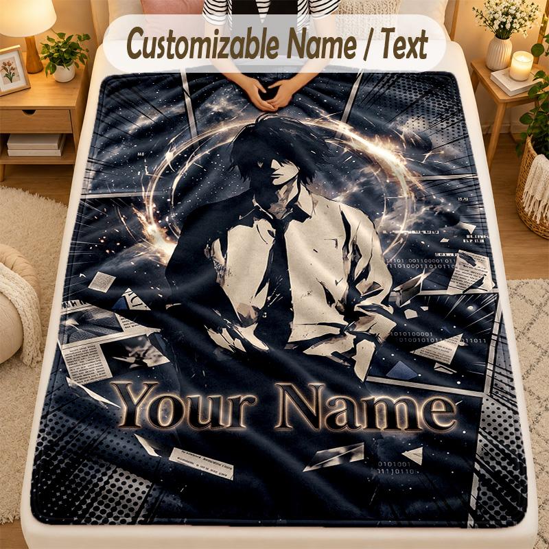 Flannel BlanketDeath Note Custom Name Text Personalized Soft Warm Throw Blanket Home Decor Gift