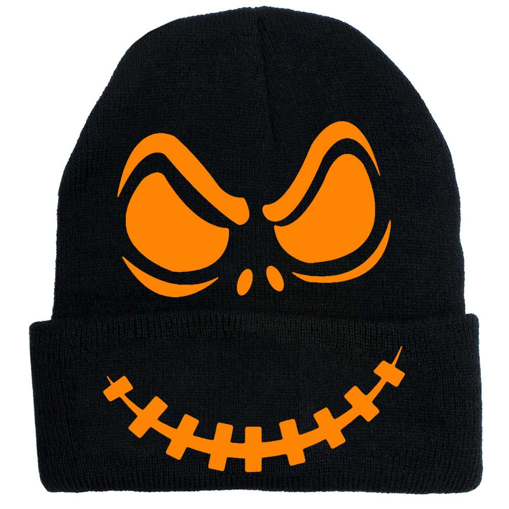 Halloween Winter Printed Knitted Hat Curled Edge Knitted Hat For Men And Women