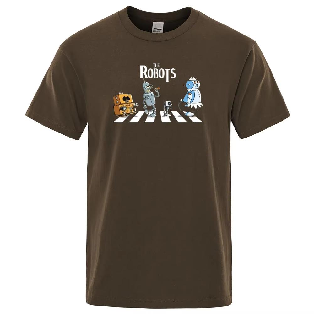 Summer Cotton Men T Shirt Creative Droids Printed T-Shirt Robot Shirt Boy Novelty Casual Short Sleeved Fashion Breathable Tshirt