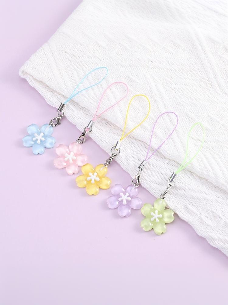 Creative Lovely Flower Phone Strap Sweet Jelly Color Sakura Keychain Pendant Cute Fashion Backpack Hanging Ornaments Couple Gift