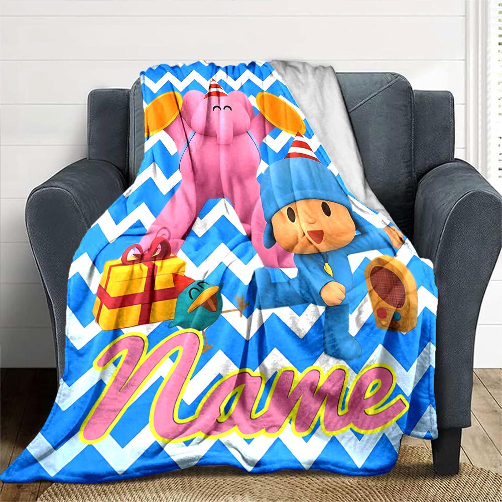 Customiz Name Personality Pocoyo Blanket Soft &Warm Sofa Office Bed Travel Lunch Break Blanket, Gift Suitable All Seasons