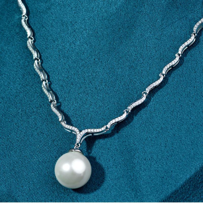 Gica Gema Pearl Necklaces With High Carbon Diamond 925 Sterling Silver 16mm Pendant Unique Design Romantic Fine Jewelry Wedding Party Gifts New Trend