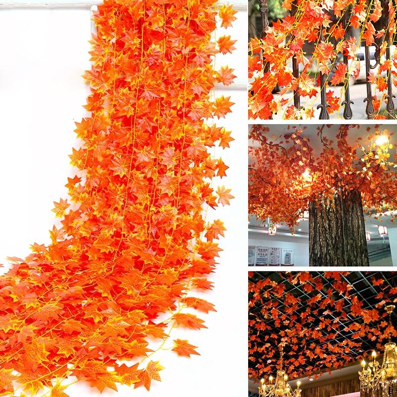 1 String Artifitial Maple Leaf Vine Garland Home Decoration 2.4 Meters