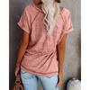 YYFS Damenmode, lässig, Sommer, Frühling, einfarbig, bedruckt, kurzärmelig, O-Ausschnitt, Blusen und Hemden