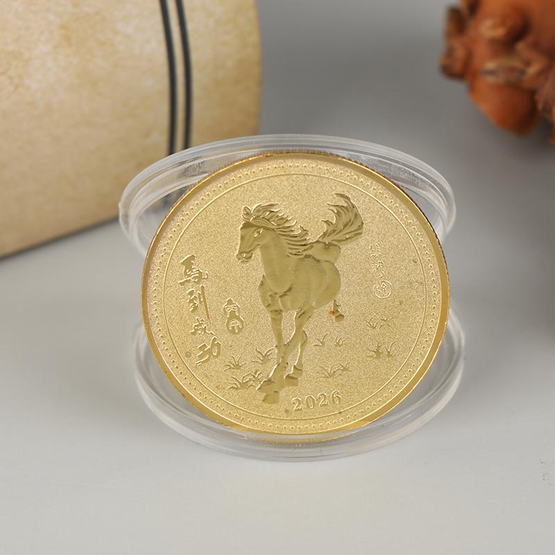

2026 Год Лошади Китайская Счастливая Сувенирная Монета Железные Поделки 40ММ Зодиакальная Лошадь Памятная Медаль Подарок для Мероприятия