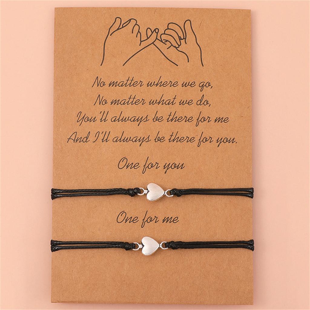 2Pcs/Set Friendship Couples Bracelets Sun Moon Star Hollow Heart Lock Key Adjustable Rope Chain Bracelet Valentines Jewelry Gift
