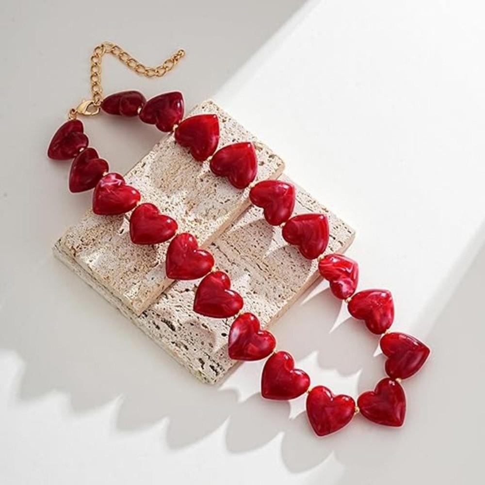 Love Heart Acrylic Necklace Choker Sweater Chain Fashion Women Clavicle Chain  Beach