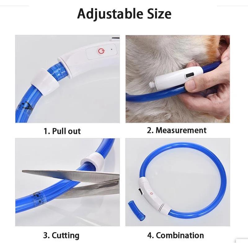 LED Pet Collar Luminous USB Cat Dog Collar Adjustable Silicone Pet Collars for Small Large Dog Chihuahua Cat Accessories