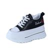 Fashion Spring Autumn Women High Platform Shoes 9CM Comfortable Chunky Sneakers Breathable Leather Wedges Casual Sport  Walking Shoes
