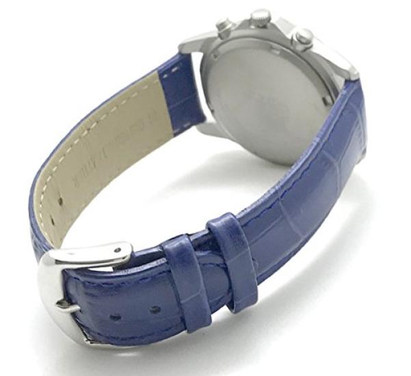 SEIKO Chronograph Watch with Genuine Leather Navy Officially Distributed in Japan by Seiko Strap, Blue, SND379P-BL