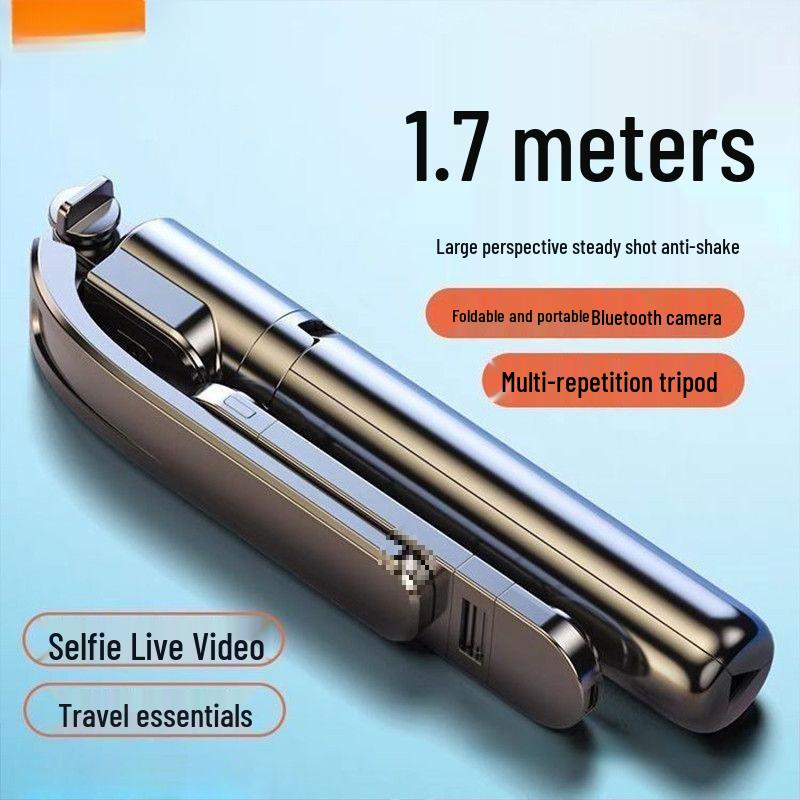 Bluetooth Portable Selfie Stick & Tripod with Remote - Handheld, Floor-Standing, and Foldable for Travel.