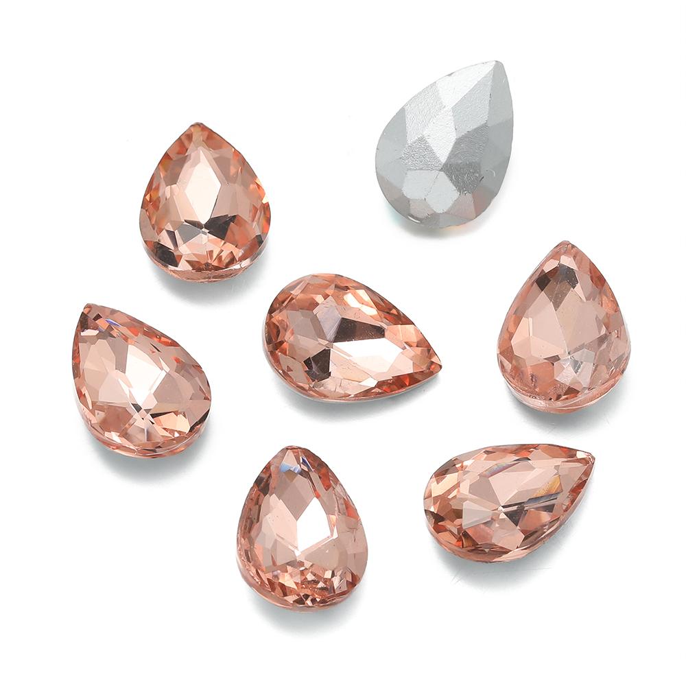 10 Stück/Los Tropfenförmige Glasperle Kristall Edelstein Spitze Rückseite Tropfenform Strasssteine Aufkleber Strassstein Für DIY Schmuckzubehör