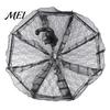 Anti UV Rain Umbrella Vintage Gothic Lace Umbrella, Black Bridal Parasol for Halloween Elegant Hollow Embroidery Witch Cosplay, Wedding Decoration,