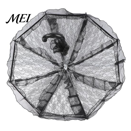Anti UV Rain Umbrella Vintage Gothic Lace Umbrella, Black Bridal Parasol for Halloween Elegant Hollow Embroidery Witch Cosplay, Wedding Decoration,