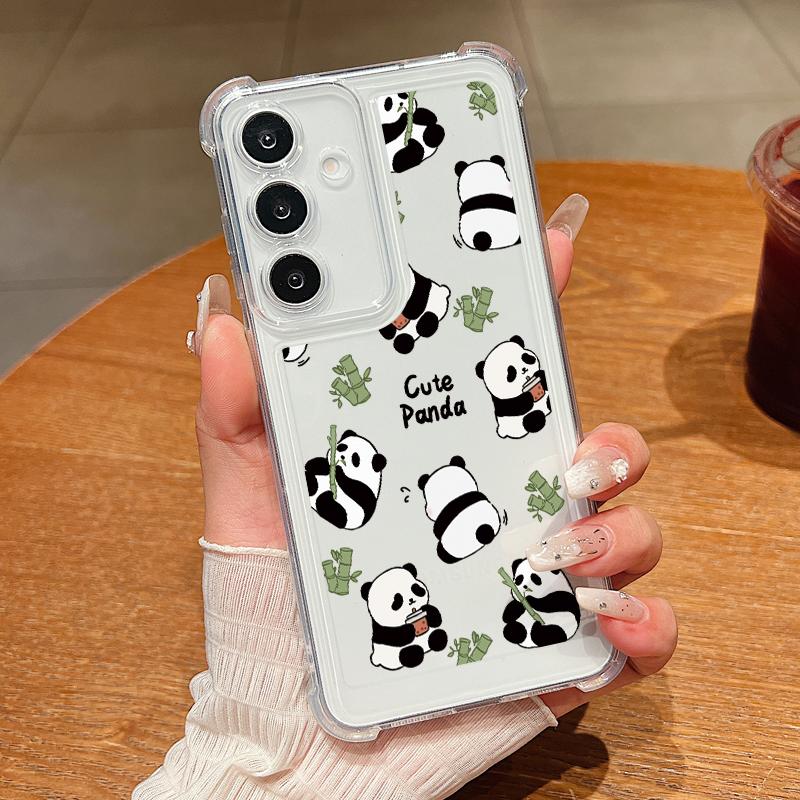 

Чехол с рисунком панды для Samsung Galaxy S25 Edge S25 S24 S23 Ultra S22 Plus S24 FE A56 A36 A16 A15 A55 A54 Прозрачный мягкий чехол для телефона Galaxy S22 5G