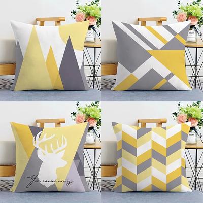 Yellow Geometric Simple Print Decorative Pillowcase Bedroom Living Room Square Cushion Pillowcase