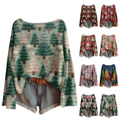 Dammode Långärmad Jul Snowman Snowflake Print Jacka Cardigan