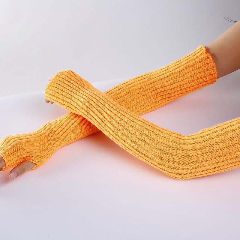 2Pcs/Pair Long Fingerless Gloves Womens Winter Warmer Knitted Arm Sleeve Soft Casual Gothic Punk Style
