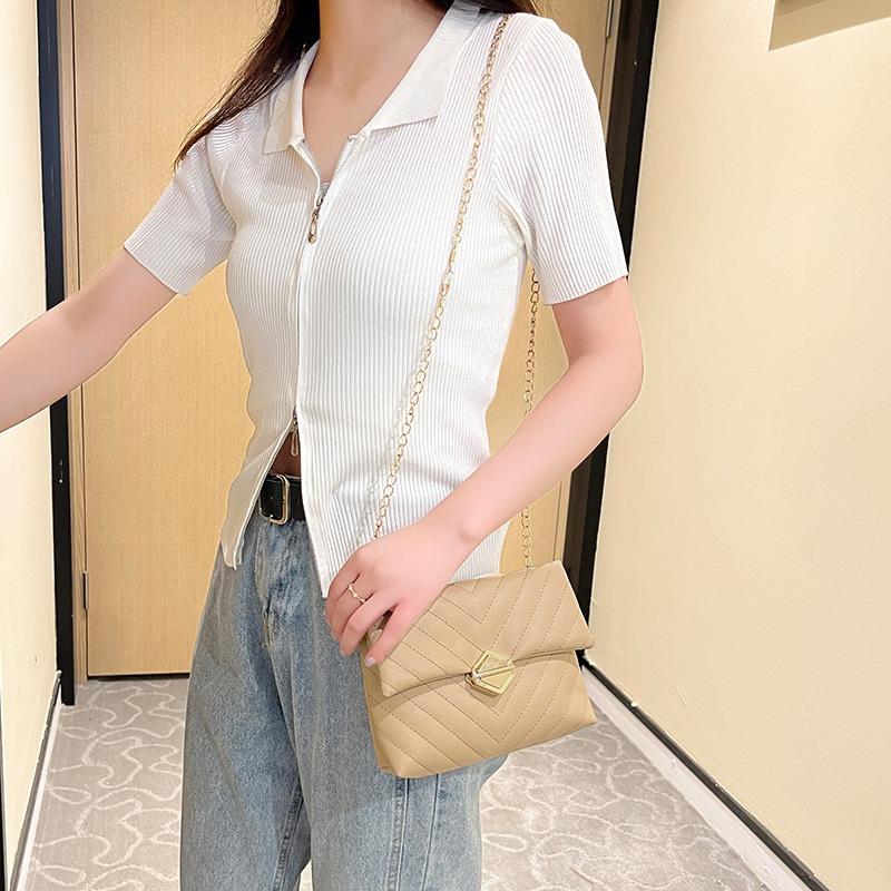 Women's Bag Summer New Urban Simple Oblique Span Shoulder Bag Fashion Lock Diamond Chain Mobile Phone Bag