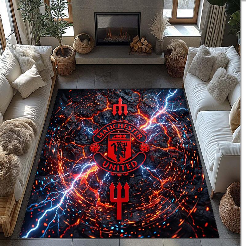 Manchester United Geprint Flanellen Vloerkleed Niet-Glijdend Zacht Polyester Vloerkleed Binnen Decoratie Mat voor Slaapkamer Woonkamer Bank
