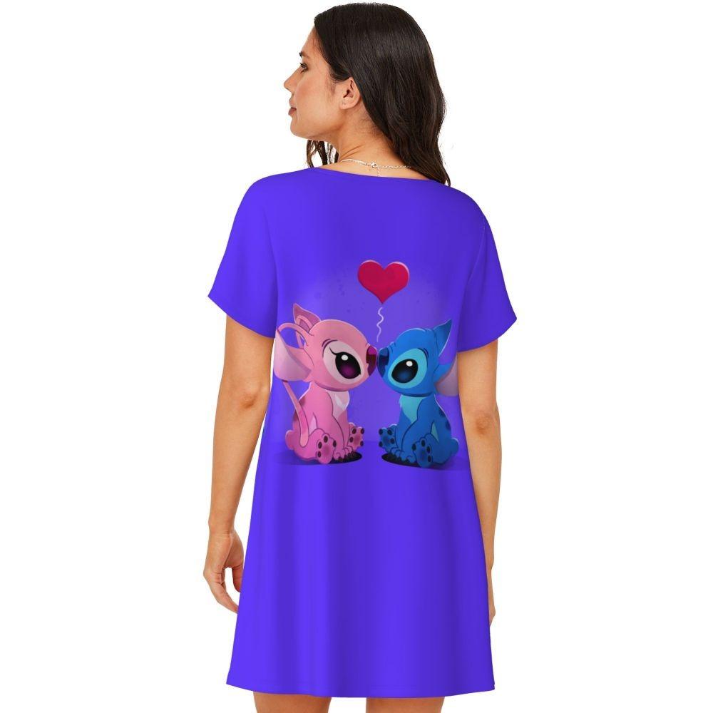 Damskie sukienki do spania z krótkim rękawem, luźne, o swobodnym kroju, T-shirty, odzież nocna, ubrania domowe, koszule nocne, sukienki do wypoczynku