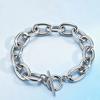 Thick Wide Design Stainless Steel Chain Bracelet For Women Men Frosty Silver Color Chunky Jewelry With OT Buckle