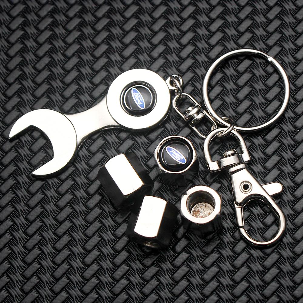 AAAMT1 For Ford Mustang Focus Transit 1Pcs Metal Leather Keychain Ring Edge Fiesta Escape Kuga Mondeo Fusion Ranger Auto Accessories