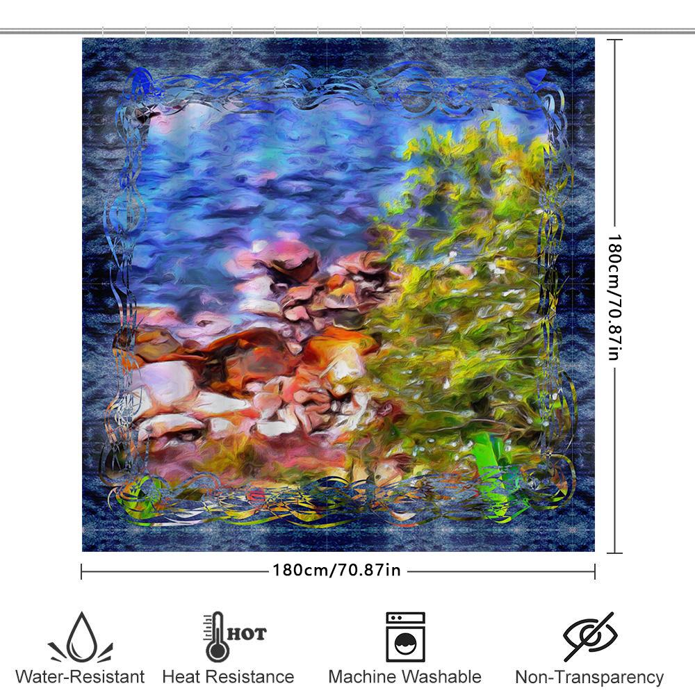 Colorful Shower Curtain Abstract Print 3D Digital Printing Waterproof Fabric Suitable For Bathrooms Various Sizes Available