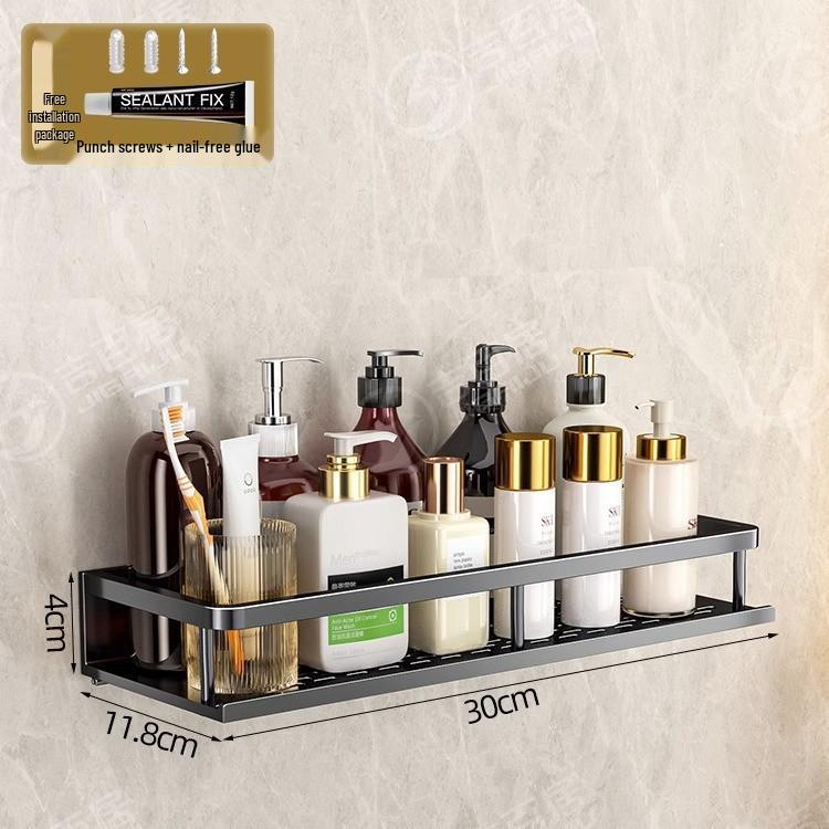 Luxury Wall-Mounted Bathroom Shelf with No-Punch Storage Rods