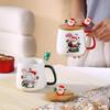 Cute Santa Reindeer Ceramic Mug with Lid & Spoon - Perfect Christmas Souvenir Gift