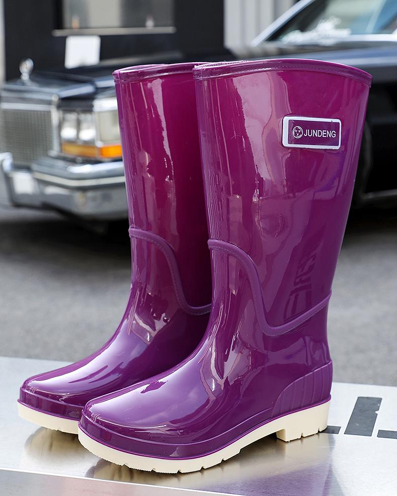 

New women s long rain boots women s style anti slip fashionable waterproof midsole kitchen Anti slip work water shoes for women 255-260 фіолетовий