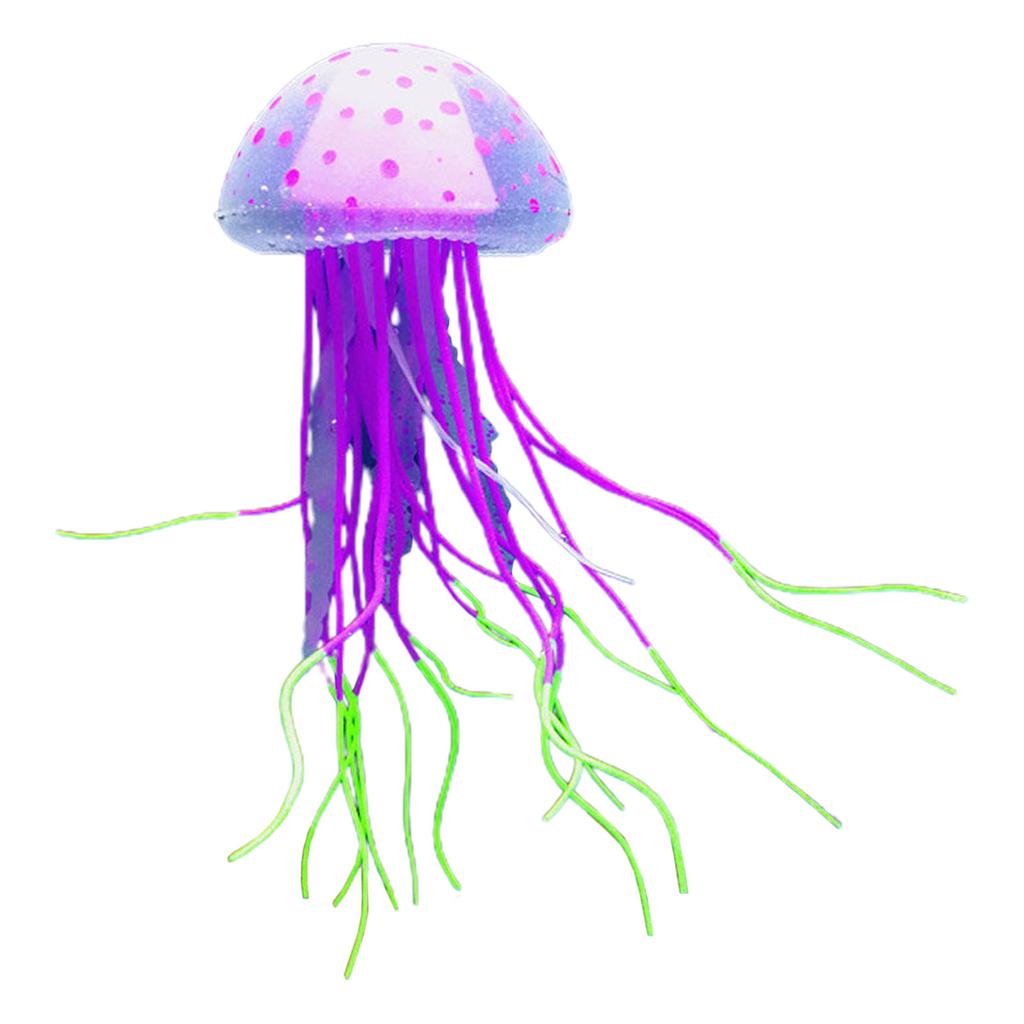 Silicone Jellyfish Ornament Decoration for Aquarium Fish Tanks 2.4x5 Inches Artificial Bright Color Moving Jellyfish