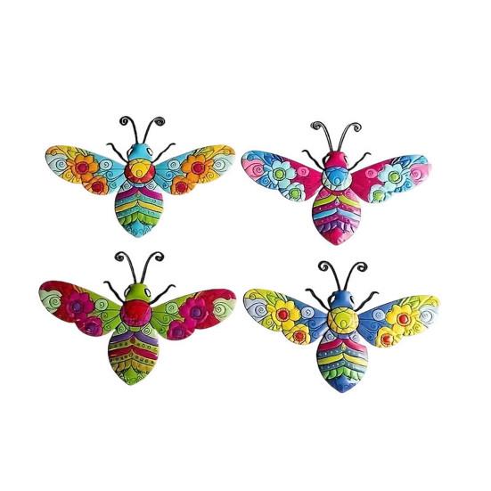 Colorful Acrylic Outdoor Hanging Wall Art 2D Owl/Bee/Flowers Wall Sculpture for Outside Garden Fence Patio Yard Decor